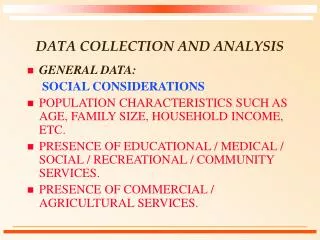 DATA COLLECTION AND ANALYSIS