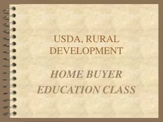 USDA, RURAL DEVELOPMENT