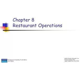 Chapter 8 Restaurant Operations