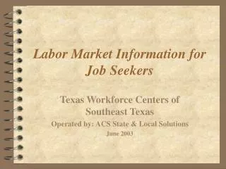 labor market information for job seekers