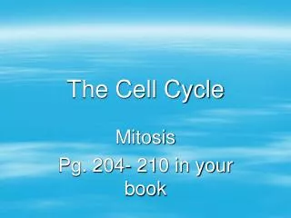 The Cell Cycle