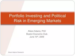 Portfolio Investing and Political Risk in Emerging Markets