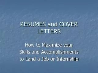 RESUMES and COVER LETTERS